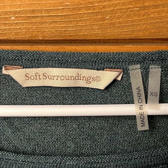 Soft Surroundings Women Sweater XS Wool Alpaca Pleated High Low Cozy Career Grn - Picture 2 of 9